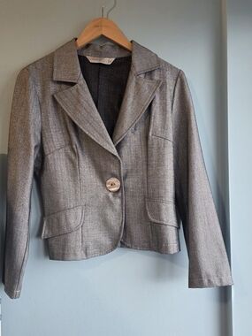 Shimmery Silver Single-Button Women's Blazer